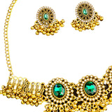 Maxbell Vintage Necklace Earring Set Gorgeous Trendy for Prom Anniversary Party Green Gem