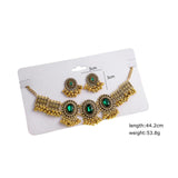 Maxbell Vintage Necklace Earring Set Gorgeous Trendy for Prom Anniversary Party Green Gem
