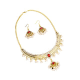 Maxbell Vintage Necklace Earring Set Gorgeous Trendy for Prom Anniversary Party Red Gem Pearl