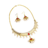 Maxbell Vintage Necklace Earring Set Gorgeous Trendy for Prom Anniversary Party Red Gem Pearl