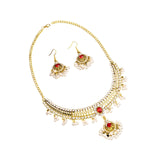 Maxbell Vintage Necklace Earring Set Gorgeous Trendy for Prom Anniversary Party Red Gem Pearl
