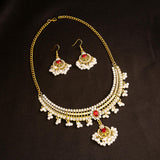 Maxbell Vintage Necklace Earring Set Gorgeous Trendy for Prom Anniversary Party Red Gem Pearl