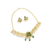 Maxbell Vintage Necklace Earring Set Gorgeous Trendy for Prom Anniversary Party Green Flowers