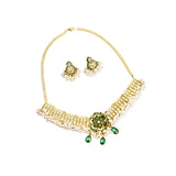 Maxbell Vintage Necklace Earring Set Gorgeous Trendy for Prom Anniversary Party Green Flowers