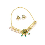Maxbell Vintage Necklace Earring Set Gorgeous Trendy for Prom Anniversary Party Green Flowers