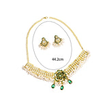 Maxbell Vintage Necklace Earring Set Gorgeous Trendy for Prom Anniversary Party Green Flowers