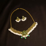 Maxbell Vintage Necklace Earring Set Gorgeous Trendy for Prom Anniversary Party Green Flowers