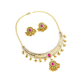 Maxbell Vintage Necklace Earring Set Gorgeous Trendy for Prom Anniversary Party Rose Red Gem