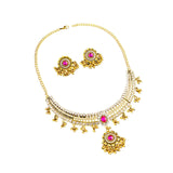 Maxbell Vintage Necklace Earring Set Gorgeous Trendy for Prom Anniversary Party Rose Red Gem