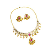 Maxbell Vintage Necklace Earring Set Gorgeous Trendy for Prom Anniversary Party Rose Red Gem
