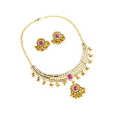 Maxbell Vintage Necklace Earring Set Gorgeous Trendy for Prom Anniversary Party Rose Red Gem
