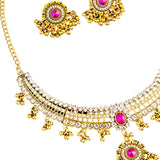 Maxbell Vintage Necklace Earring Set Gorgeous Trendy for Prom Anniversary Party Rose Red Gem