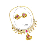 Maxbell Vintage Necklace Earring Set Gorgeous Trendy for Prom Anniversary Party Rose Red Gem