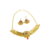 Maxbell Vintage Necklace Earring Set Gorgeous Trendy for Prom Anniversary Party Red Gem