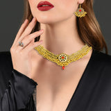 Maxbell Vintage Necklace Earring Set Gorgeous Trendy for Prom Anniversary Party Red Gem
