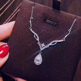 Maxbell Elegant Charm Necklace Chain Oval Pendant for Anniversary Birthday Gift