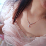 Maxbell Elegant Charm Necklace Chain Oval Pendant for Anniversary Birthday Gift