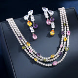 Maxbell Layered Necklaces Earring Set Beautiful Shiny Fashion for Party Summer Women