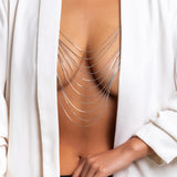 Maxbell Multi Layer Body Chain Bikini Bra Chains Jewelry for Party Wedding Nightclub Argent