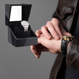 Maxbell Watch Winder Box Wood Watch Box Silent Operation Clear Acrylic Cover for Men A