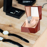 Maxbell Watch Winder Box Wood Watch Box Silent Operation Clear Acrylic Cover for Men B