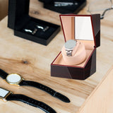 Maxbell Watch Winder Box Wood Watch Box Silent Operation Clear Acrylic Cover for Men C