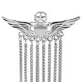 Maxbell Men Wing Tassel Chain Brooch Accessories for Shirt Birthday Gifts Wedding Argent