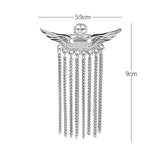 Maxbell Men Wing Tassel Chain Brooch Accessories for Shirt Birthday Gifts Wedding Argent