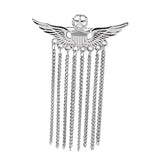 Maxbell Men Wing Tassel Chain Brooch Accessories for Shirt Birthday Gifts Wedding Argent