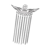 Maxbell Men Wing Tassel Chain Brooch Accessories for Shirt Birthday Gifts Wedding Argent