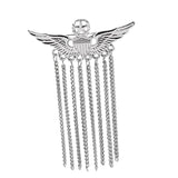 Maxbell Men Wing Tassel Chain Brooch Accessories for Shirt Birthday Gifts Wedding Argent