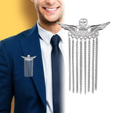 Maxbell Men Wing Tassel Chain Brooch Accessories for Shirt Birthday Gifts Wedding Argent