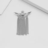 Maxbell Men Wing Tassel Chain Brooch Accessories for Shirt Birthday Gifts Wedding Argent