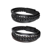 Maxbell Punk Braided PU Leather Bracelet Casual Gothic Ethnic Stackable for Men Black