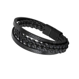 Maxbell Punk Braided PU Leather Bracelet Casual Gothic Ethnic Stackable for Men Black