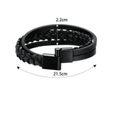 Maxbell Punk Braided PU Leather Bracelet Casual Gothic Ethnic Stackable for Men Black