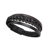 Maxbell Punk Braided PU Leather Bracelet Casual Gothic Ethnic Stackable for Men Black Brown