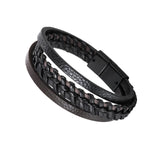 Maxbell Punk Braided PU Leather Bracelet Casual Gothic Ethnic Stackable for Men Black Brown