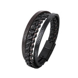 Maxbell Punk Braided PU Leather Bracelet Casual Gothic Ethnic Stackable for Men Black Brown