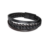 Maxbell Punk Braided PU Leather Bracelet Casual Gothic Ethnic Stackable for Men Black Brown