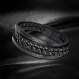 Maxbell Punk Braided PU Leather Bracelet Casual Gothic Ethnic Stackable for Men Black Brown