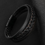 Maxbell Punk Braided PU Leather Bracelet Casual Gothic Ethnic Stackable for Men Black Brown