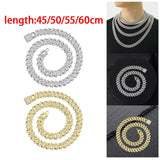 Maxbell Cuban Link Chain Necklace Hip Hop Jewelry Handmade Decoration Bling Durable Aureate 45cm