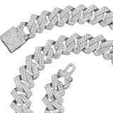 Maxbell Cuban Link Chain Necklace Hip Hop Jewelry Handmade Decoration Bling Durable Argent 45cm