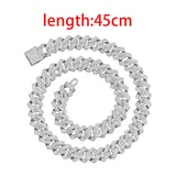 Maxbell Cuban Link Chain Necklace Hip Hop Jewelry Handmade Decoration Bling Durable Argent 45cm