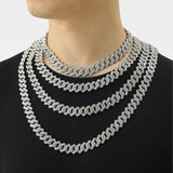 Maxbell Cuban Link Chain Necklace Hip Hop Jewelry Handmade Decoration Bling Durable Argent 45cm