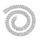 Maxbell Cuban Link Chain Necklace Hip Hop Jewelry Handmade Decoration Bling Durable Argent 45cm