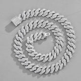 Maxbell Cuban Link Chain Necklace Hip Hop Jewelry Handmade Decoration Bling Durable Argent 45cm