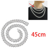 Maxbell Cuban Link Chain Necklace Hip Hop Jewelry Handmade Decoration Bling Durable Argent 45cm