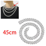 Maxbell Cuban Link Chain Necklace Hip Hop Jewelry Handmade Decoration Bling Durable Argent 45cm